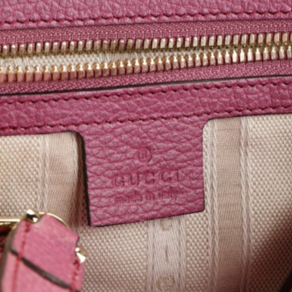 Gucci Lady Dollar Dome Two-Way Handbag in Pink Grained Leather - Picture 9 of 11